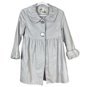 Kensie Silver Cropped Sleeve Linen Dress Coat Peplum Jacket Size 6
